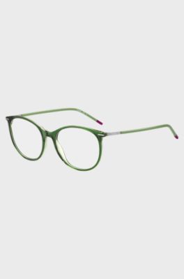 Green-acetate optical frames with stainless-steel temples, Green
