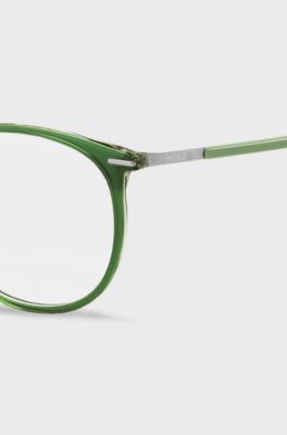 Green-acetate optical frames with stainless-steel temples, Green
