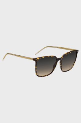 Horn-acetate sunglasses with lasered branding, Brown