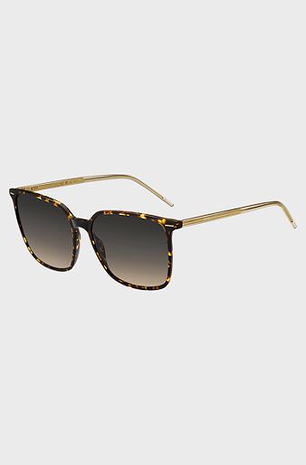 Horn-acetate sunglasses with lasered branding, Brown
