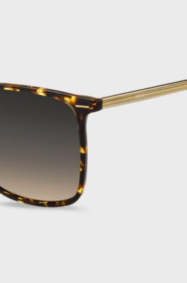 Horn-acetate sunglasses with lasered branding, Brown