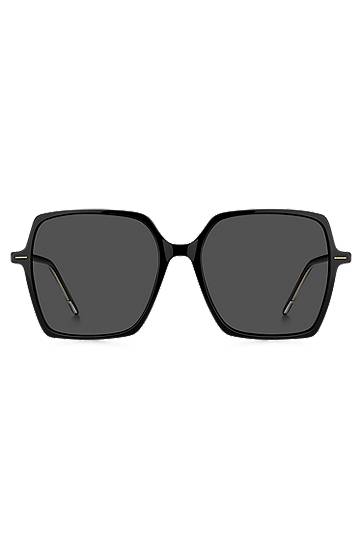 Black-acetate sunglasses with striped core wire, Hugo boss