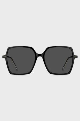 Black-acetate sunglasses with striped core wire, Black