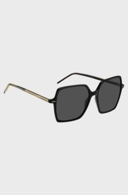 Black-acetate sunglasses with striped core wire, Black