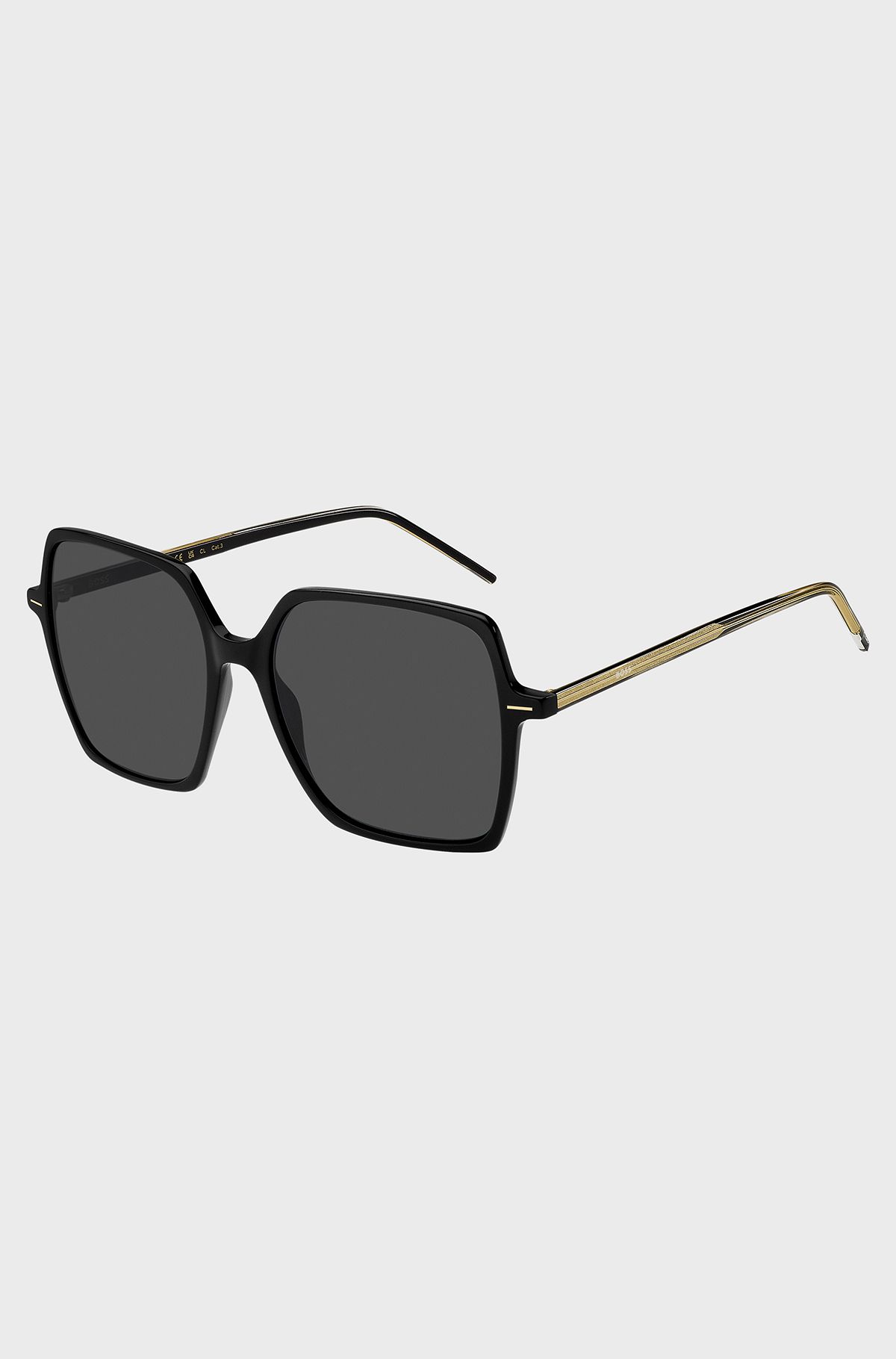 Black-acetate sunglasses with striped core wire, Black