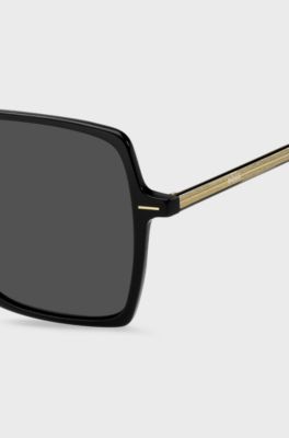 Black-acetate sunglasses with striped core wire, Black