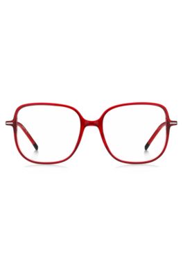 Red-acetate optical frames with stainless-steel temples, Red