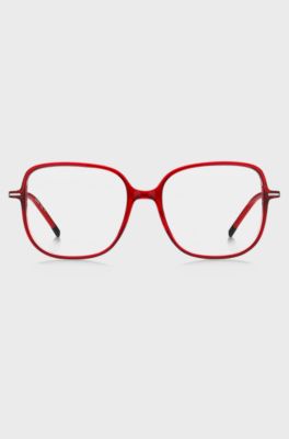 Red-acetate optical frames with stainless-steel temples, Red