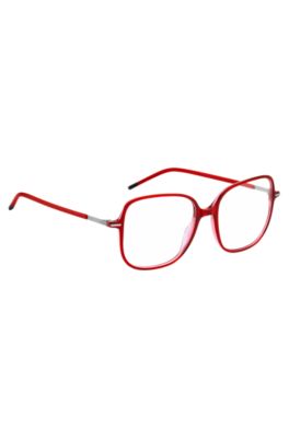 Red-acetate optical frames with stainless-steel temples, Red