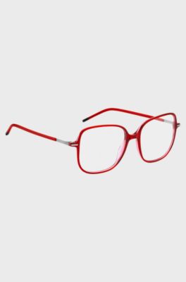 Red-acetate optical frames with stainless-steel temples, Red
