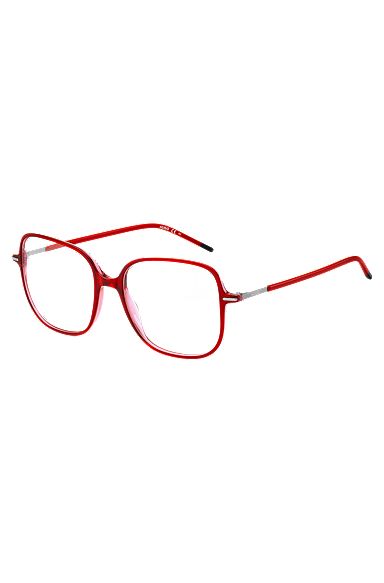 Red-acetate optical frames with stainless-steel temples, Red
