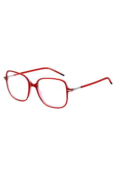 Red-acetate optical frames with stainless-steel temples, Red