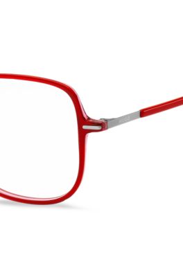 Red-acetate optical frames with stainless-steel temples, Red