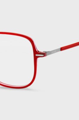 Red-acetate optical frames with stainless-steel temples, Red