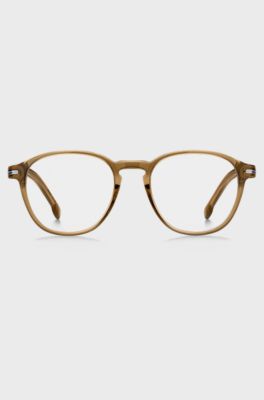 Brown-acetate optical frames with signature silver-tone detail, Light Brown
