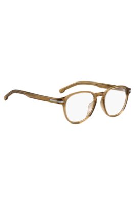 Brown-acetate optical frames with signature silver-tone detail, Light Brown