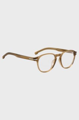 Brown-acetate optical frames with signature silver-tone detail, Light Brown