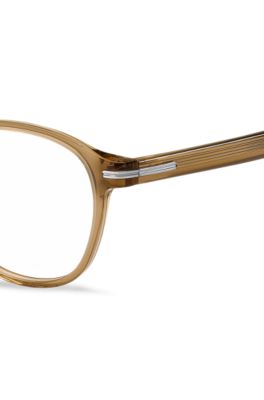 Brown-acetate optical frames with signature silver-tone detail, Light Brown