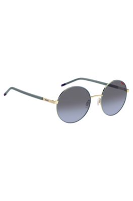 Metal sunglasses with stainless-steel temples, Blue