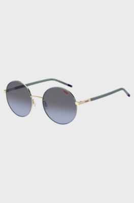 Metal sunglasses with stainless-steel temples, Blue