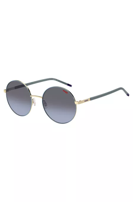 Metal sunglasses with stainless-steel temples