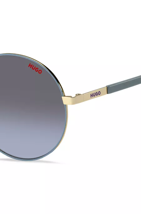 Metal sunglasses with stainless-steel temples