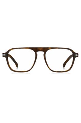 Horn-acetate optical frames with signature silver-tone detail, Brown