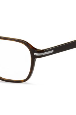 Horn-acetate optical frames with signature silver-tone detail, Brown