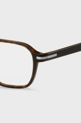 Horn-acetate optical frames with signature silver-tone detail, Brown