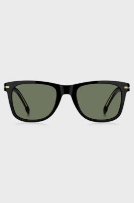 Black-acetate sunglasses with signature gold-tone detail, Black