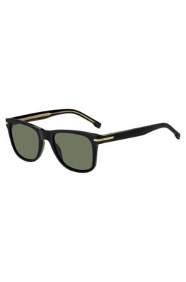 Black-acetate sunglasses with signature gold-tone detail, Black