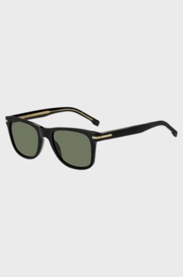 Black-acetate sunglasses with signature gold-tone detail, Black
