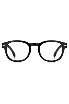Black-acetate optical frames with signature gold-tone detail, Black