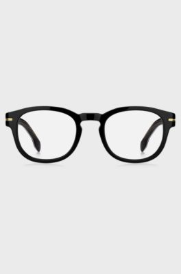 Black-acetate optical frames with signature gold-tone detail, Black