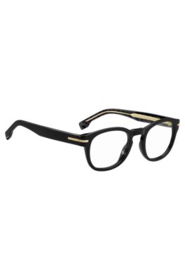 Black-acetate optical frames with signature gold-tone detail, Black