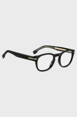 Black-acetate optical frames with signature gold-tone detail, Black