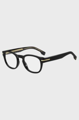 Black-acetate optical frames with signature gold-tone detail, Black