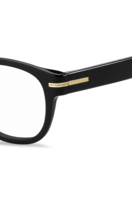Black-acetate optical frames with signature gold-tone detail, Black