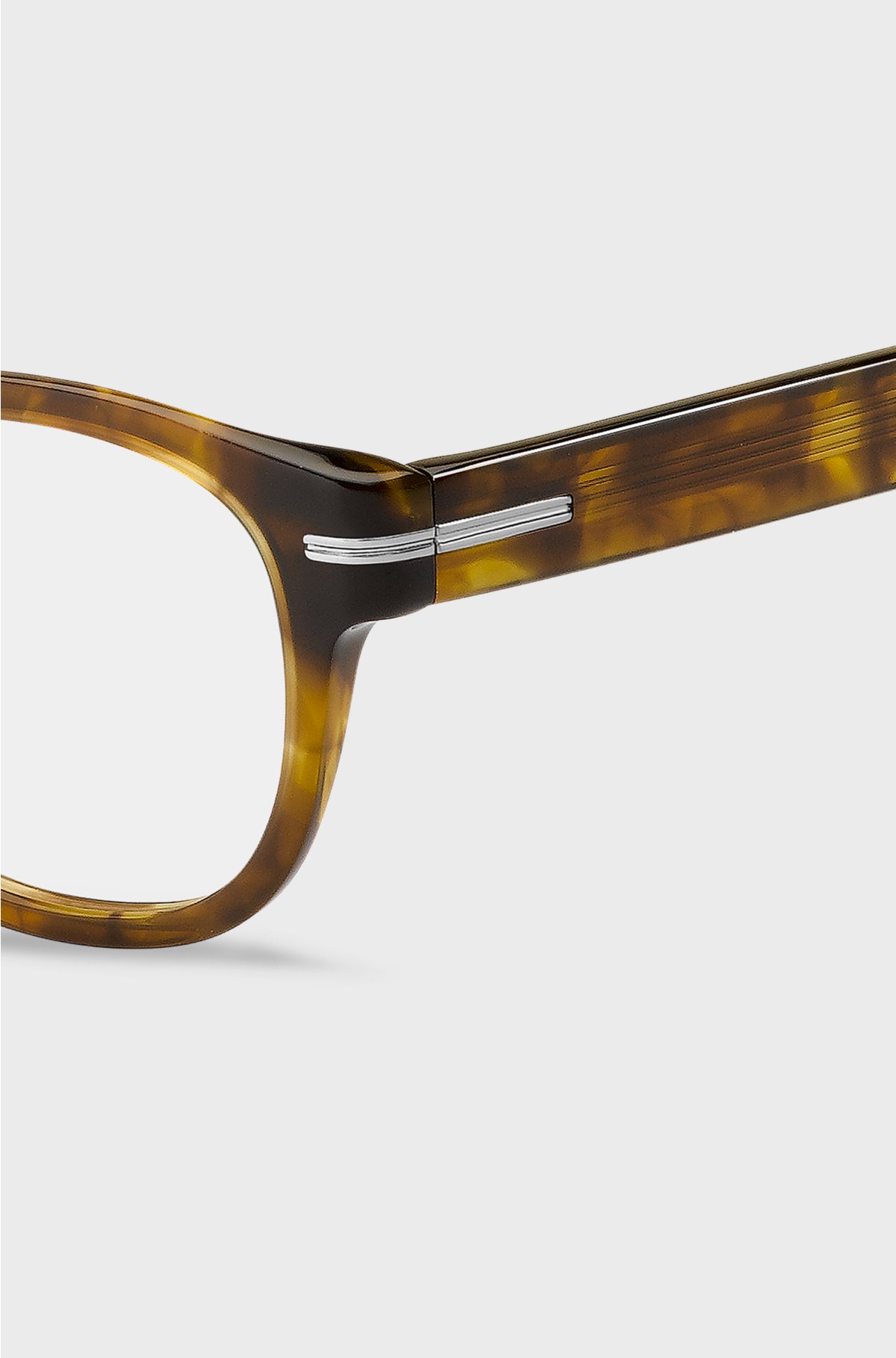 Havana-acetate optical frames with signature silver-tone detail, Brown Patterned