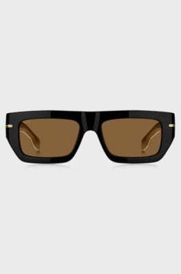 Black-acetate sunglasses with signature gold-tone detail, Black