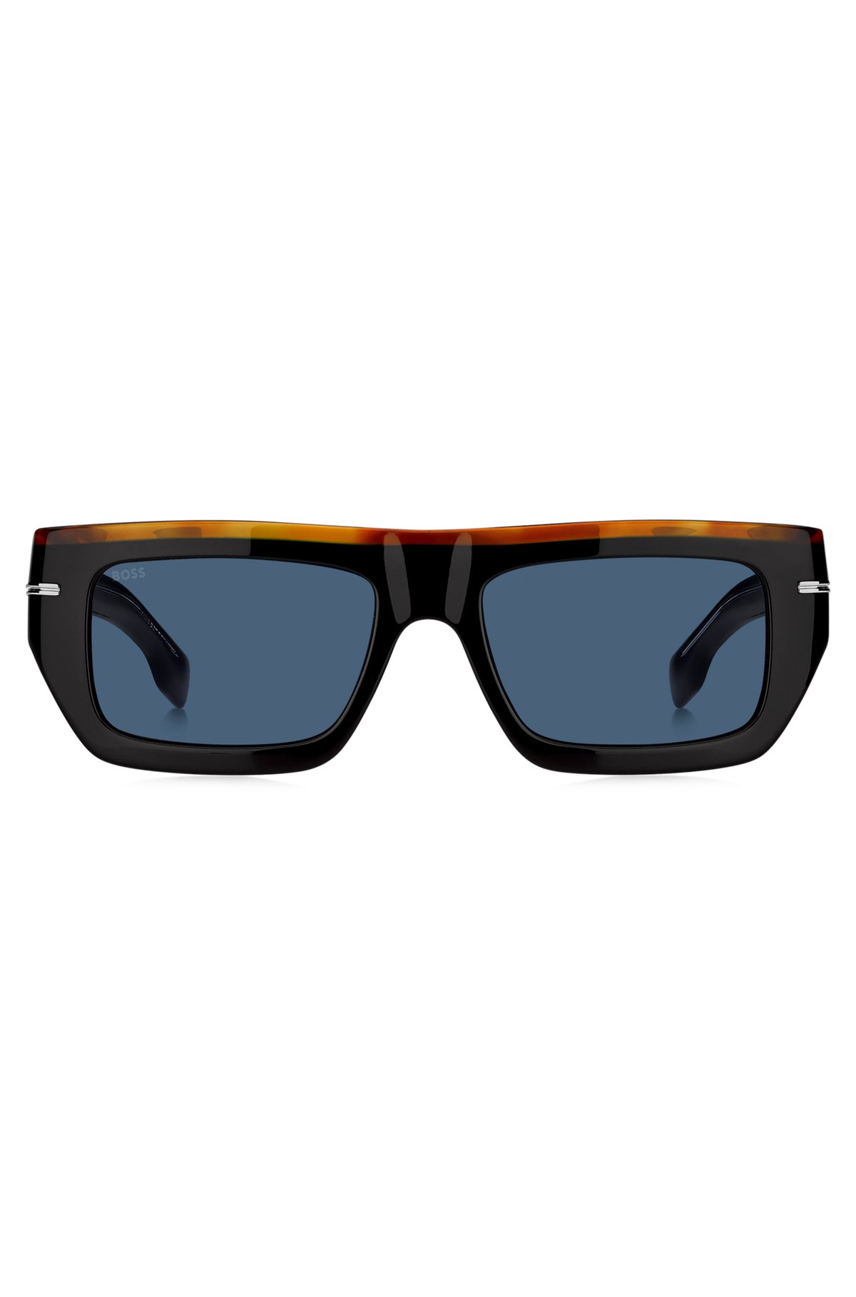 Sonnenbrille aus schwarzem Acetat mit farbigem Besatz, Schwarz