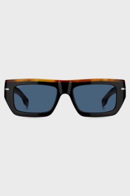 Black-acetate sunglasses with coloured trim, Black
