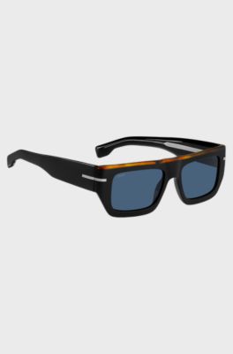 Black-acetate sunglasses with coloured trim, Black