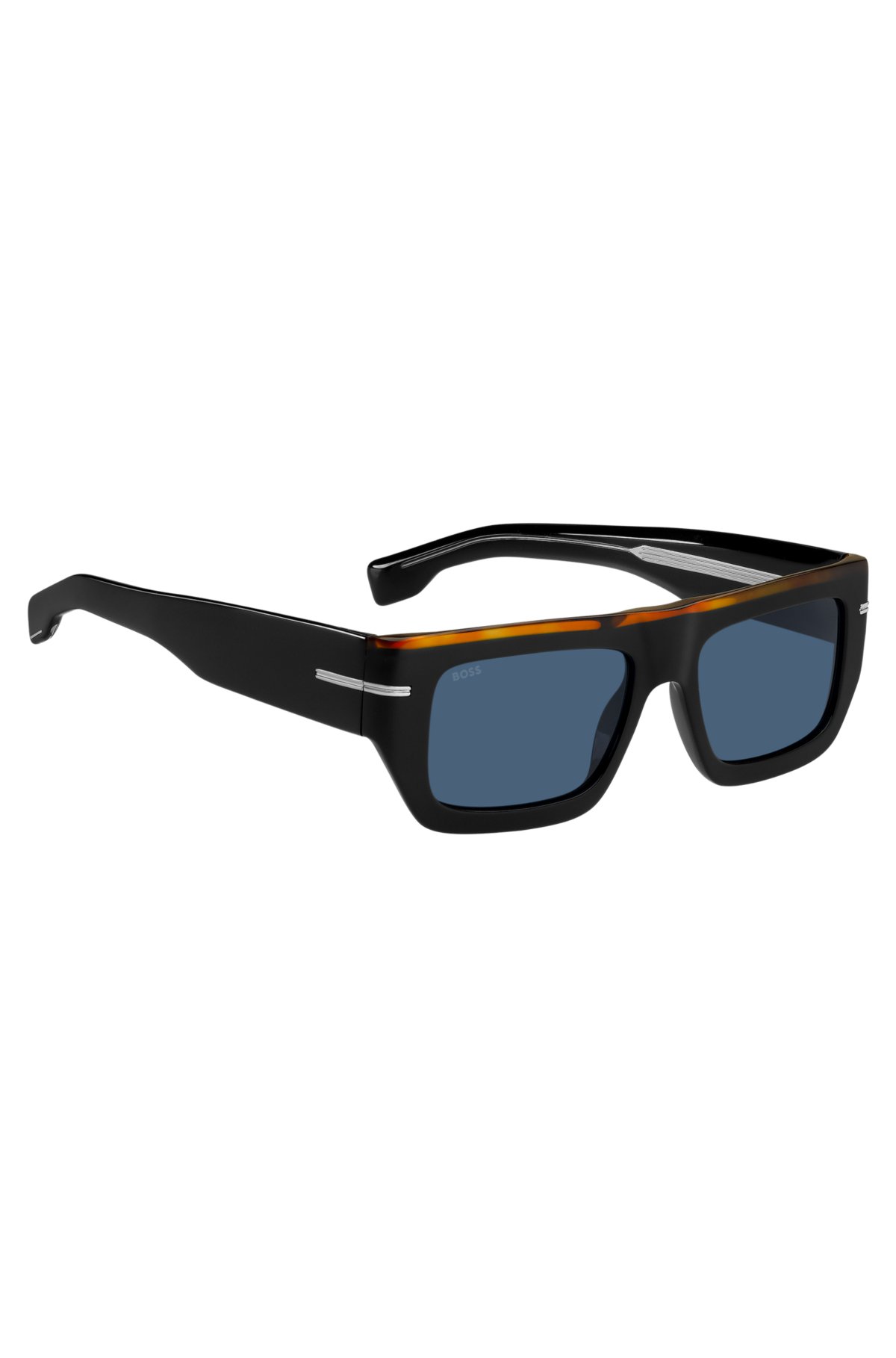 Spectacle Lægge sammen landing BOSS - Solbriller i sort acetat med farvet kant
