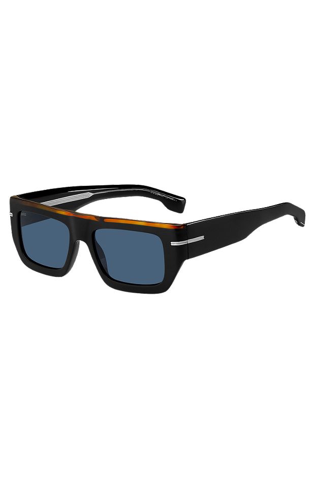 Black-acetate sunglasses with coloured trim, Black