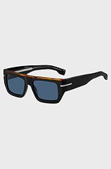 Black-acetate sunglasses with coloured trim, Black