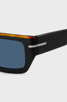 Black-acetate sunglasses with coloured trim, Black