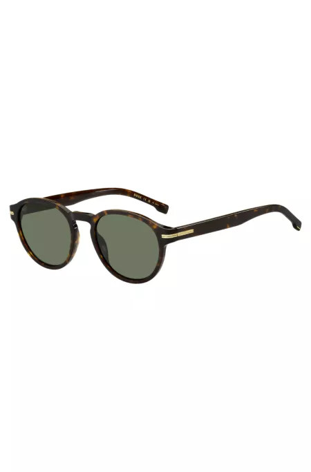 Horn-acetate sunglasses with signature gold-tone detail