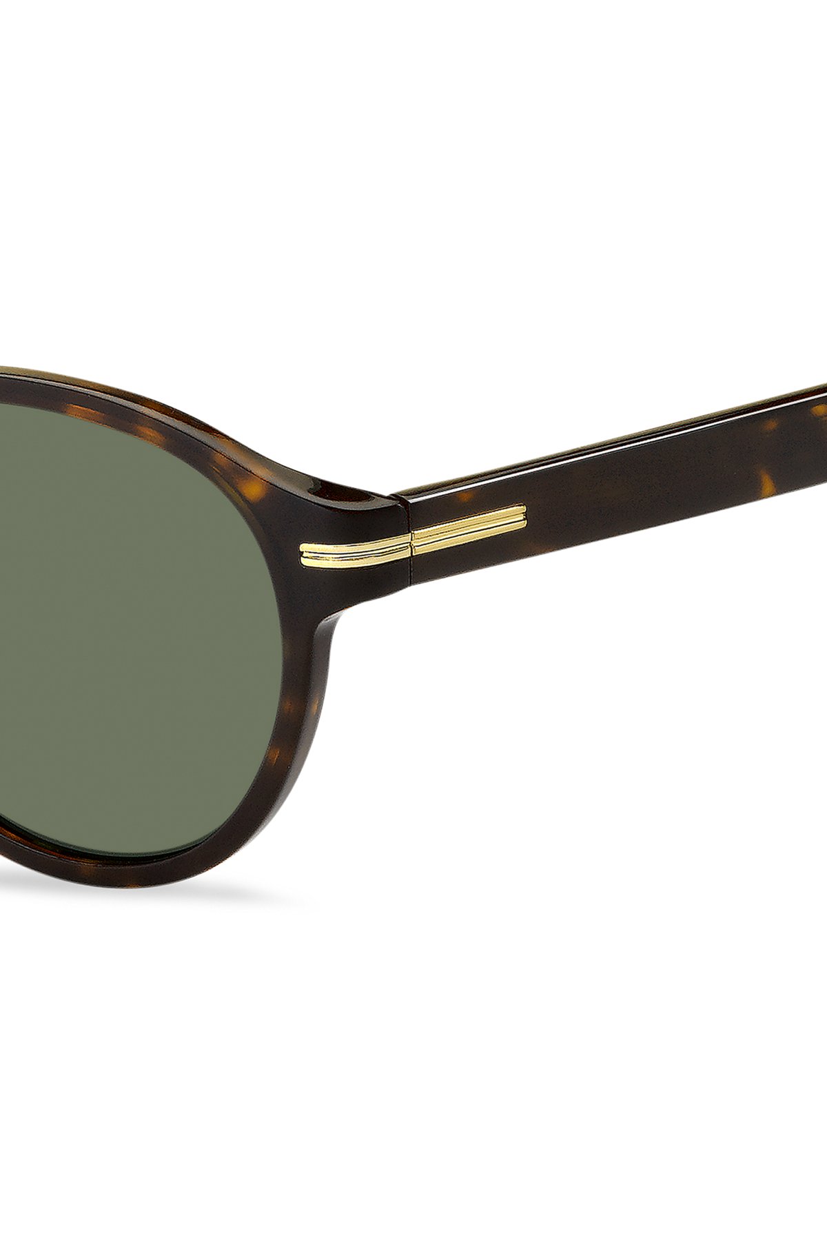 Horn-acetate sunglasses with signature gold-tone detail, Brown Patterned