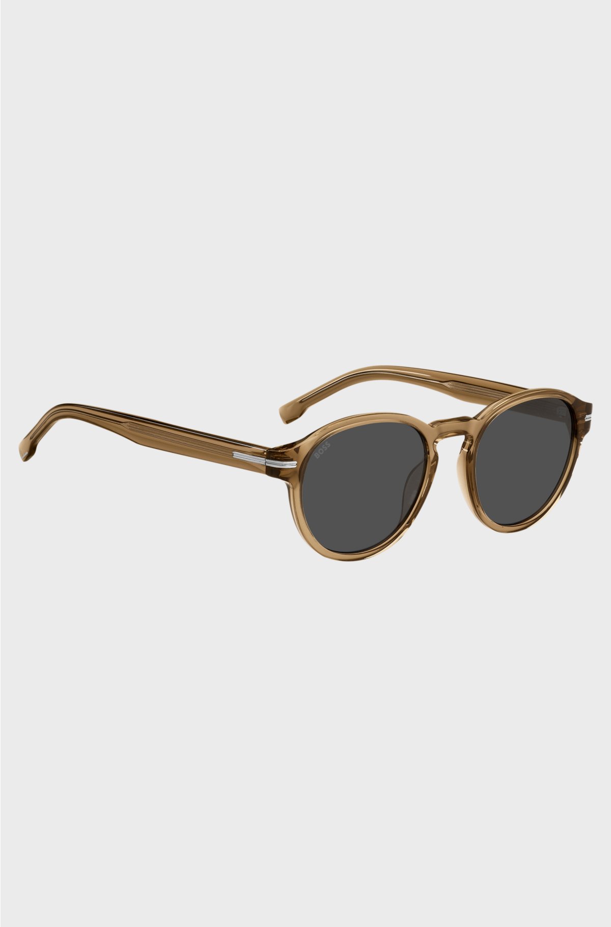 Brown-acetate sunglasses with signature silver-tone detail, Light Brown